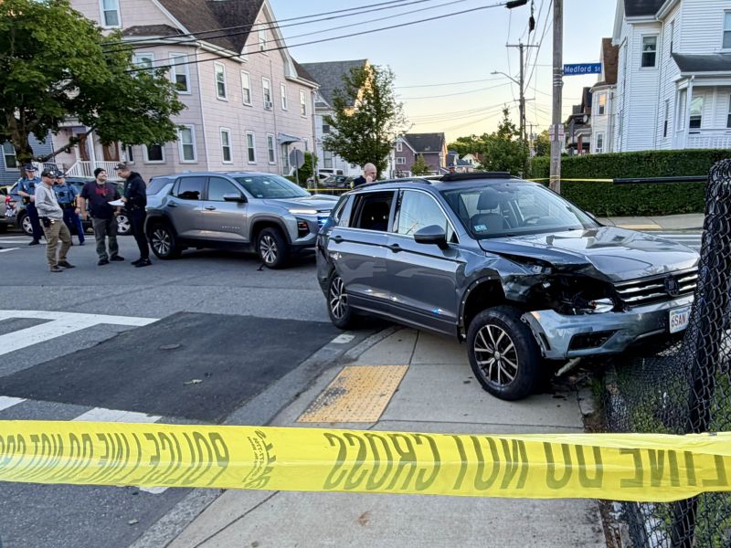 Image for the Tweet beginning: Crash scene in Malden after