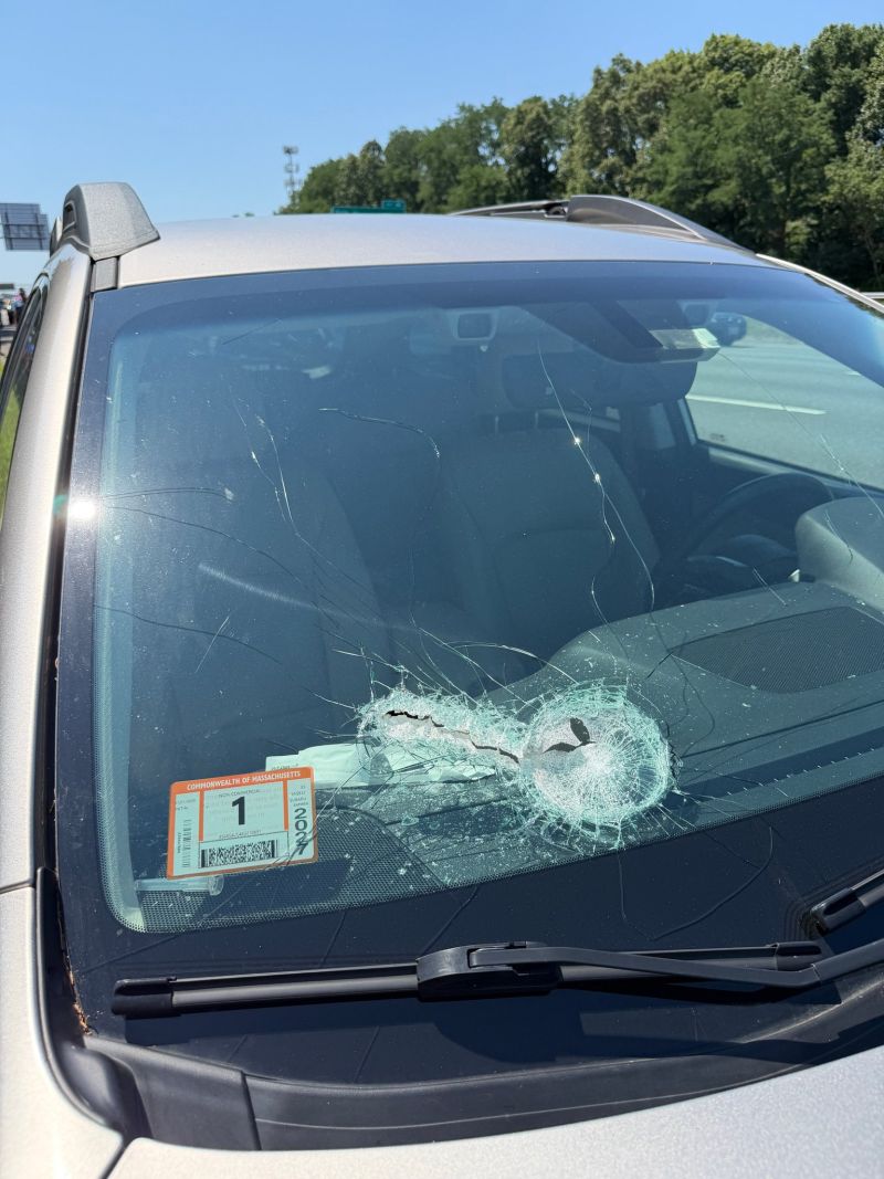 Image for the Tweet beginning: Tire iron through a windshield