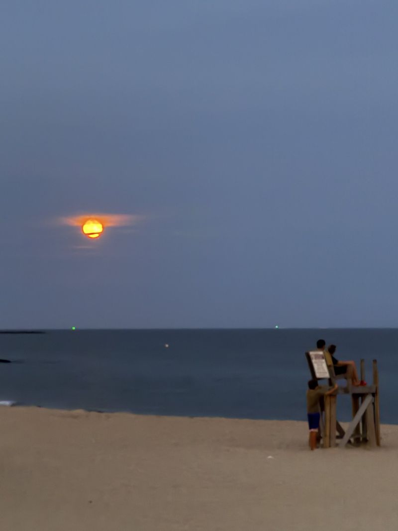 Image for the Tweet beginning: Full moon over Falmouth Heights.